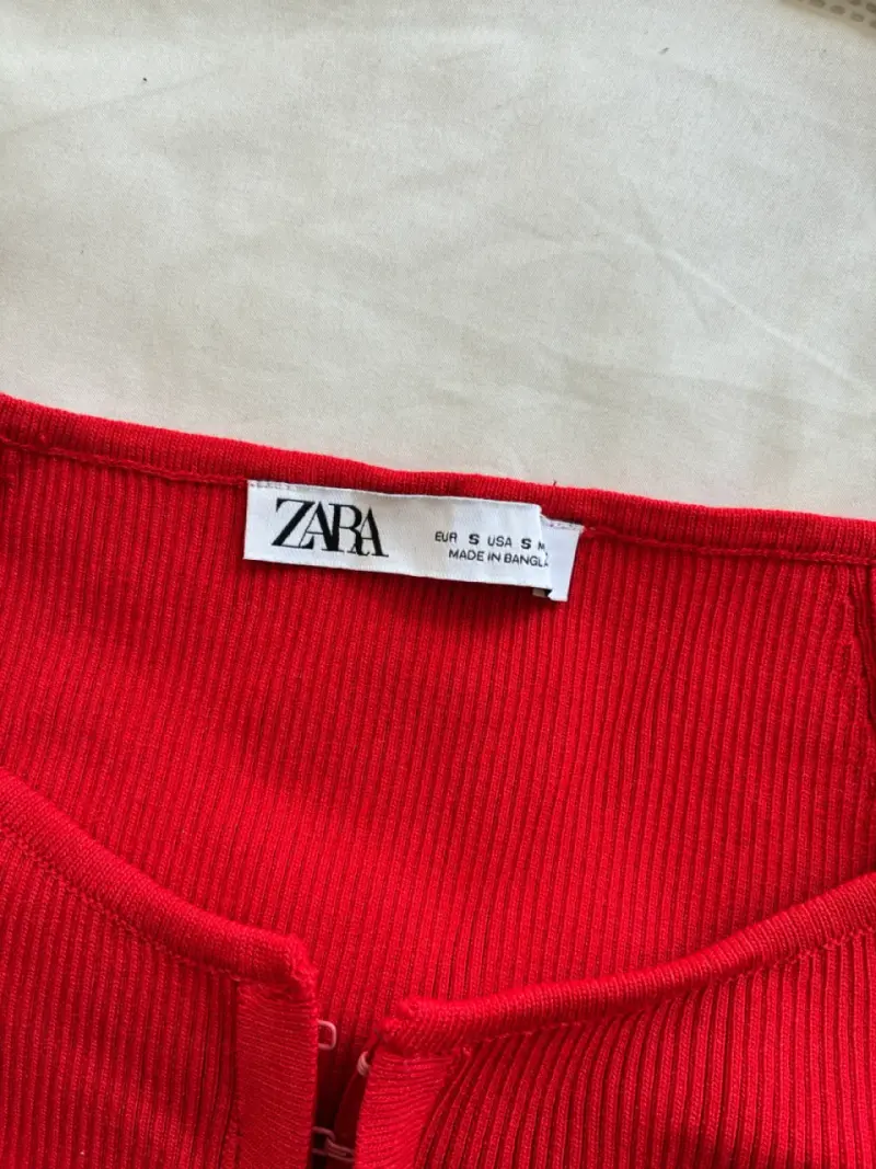 Cardigan rojo de punto Zara - 2