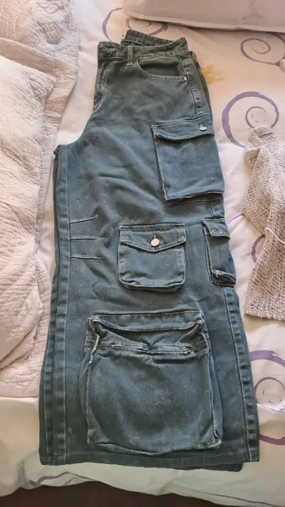 Pantalones cargo anchos verde oscuro - miniatura 2