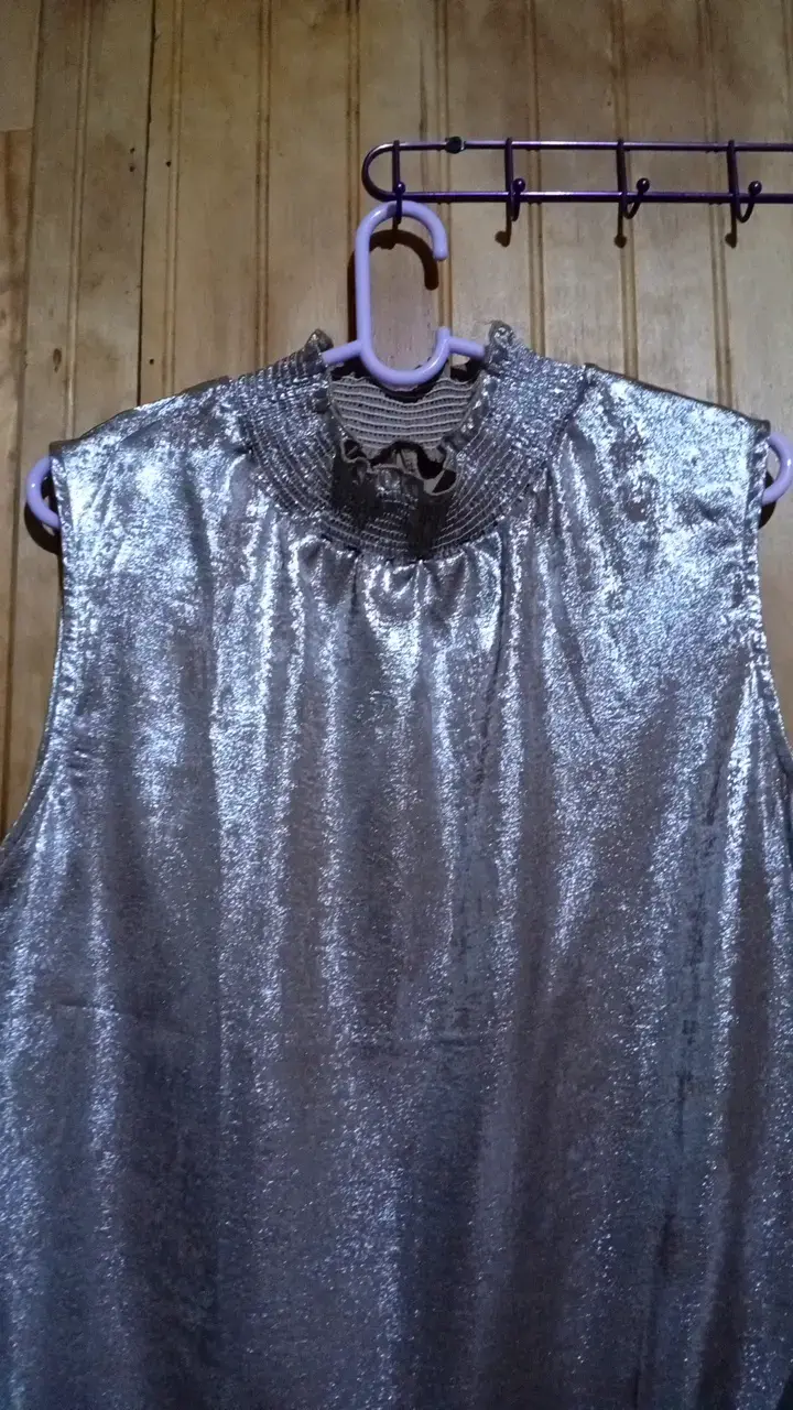 Blusa sin mangas plateada brillante - 4