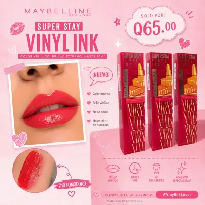 Labial Maybelline Super Stay Vinyl Ink 210 Pomodoro - miniatura 1