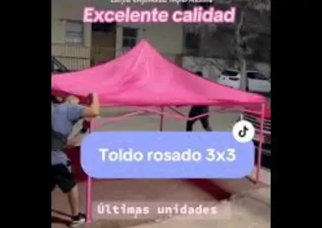 Toldo plegable rosado 3x3 de alta calidad - 1