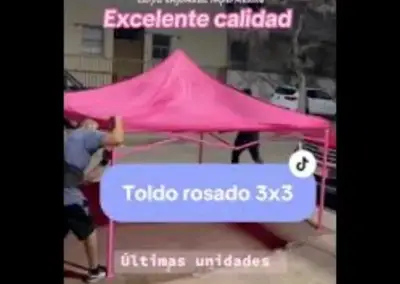 Toldo plegable rosado 3x3 de alta calidad - miniatura 1