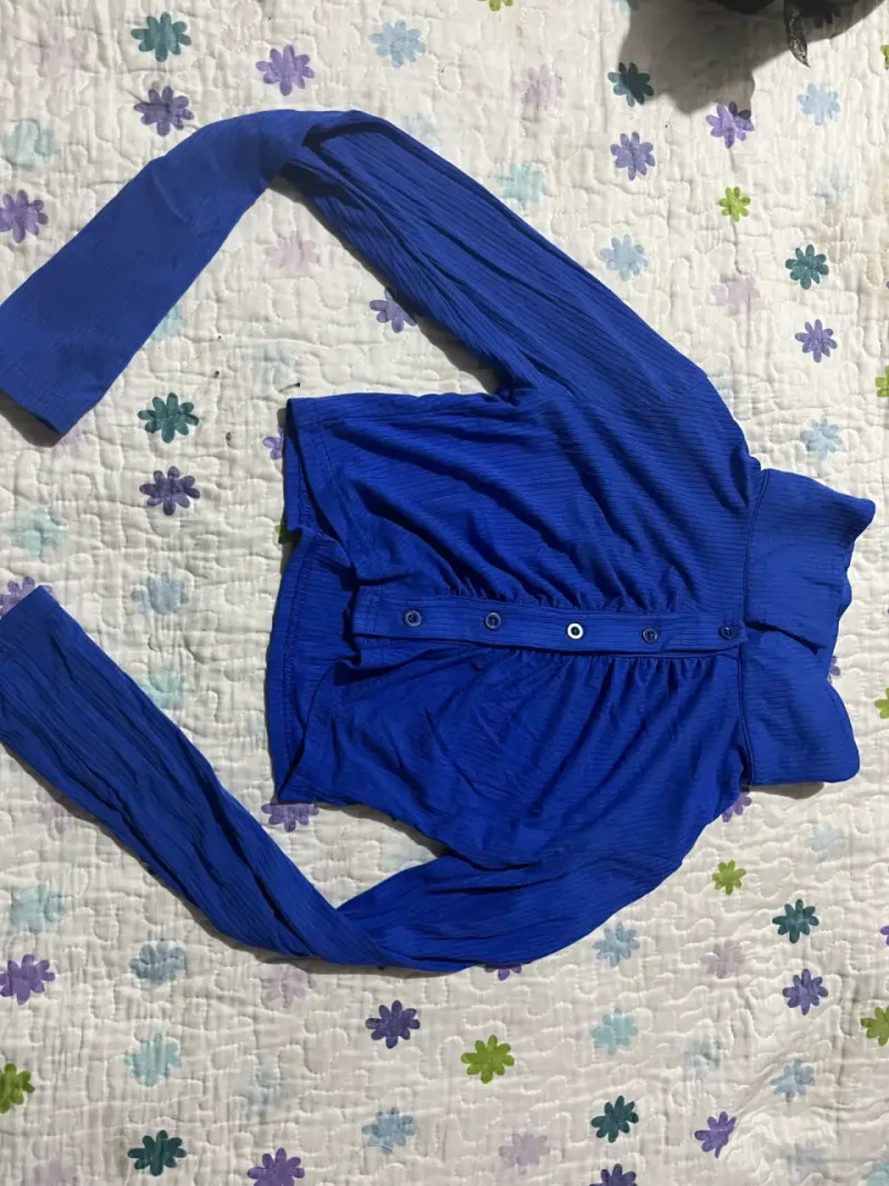 Cárdigan azul de manga larga para mujer