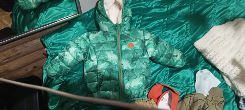 Chaqueta infantil verde con estampado de dinosaurios - 2