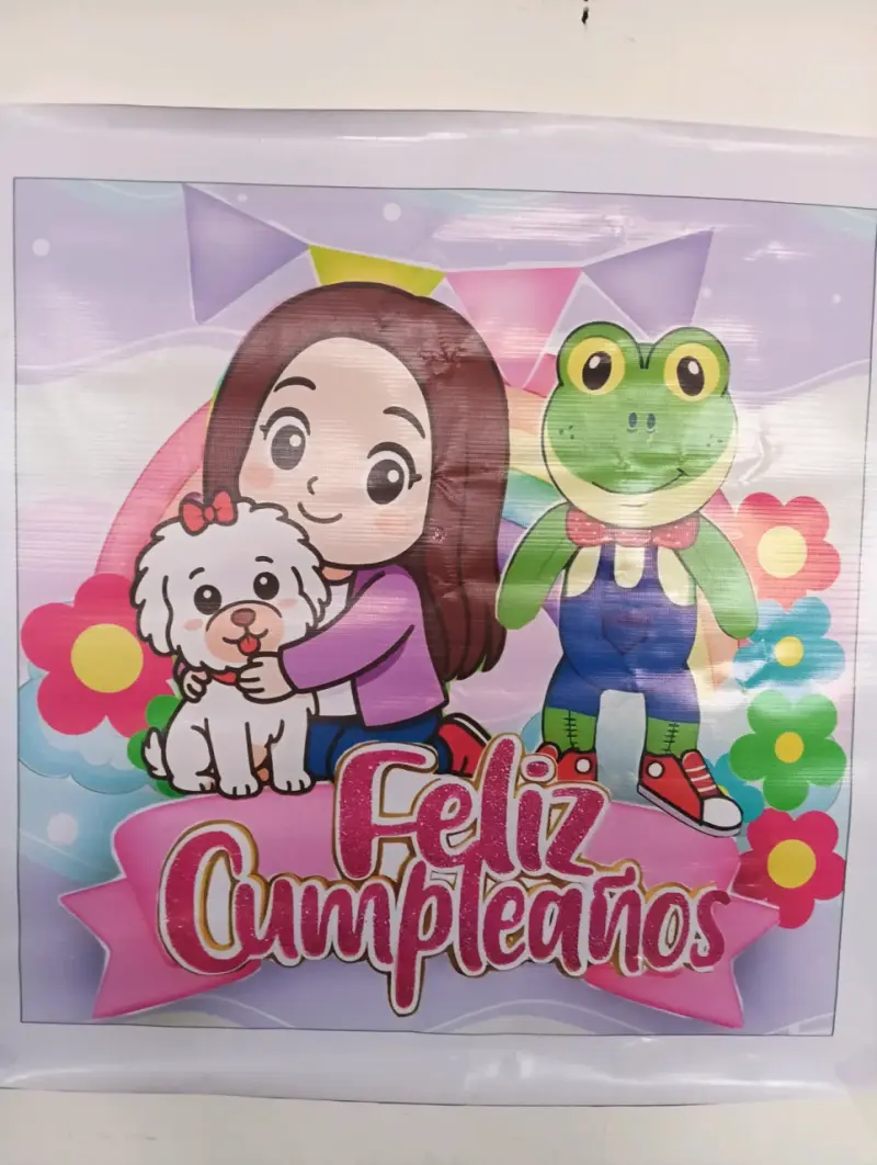 Afiche de cumpleaños con personajes de Lara Campos - 2