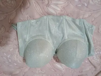 Corset strapless brillante plateado - miniatura 1