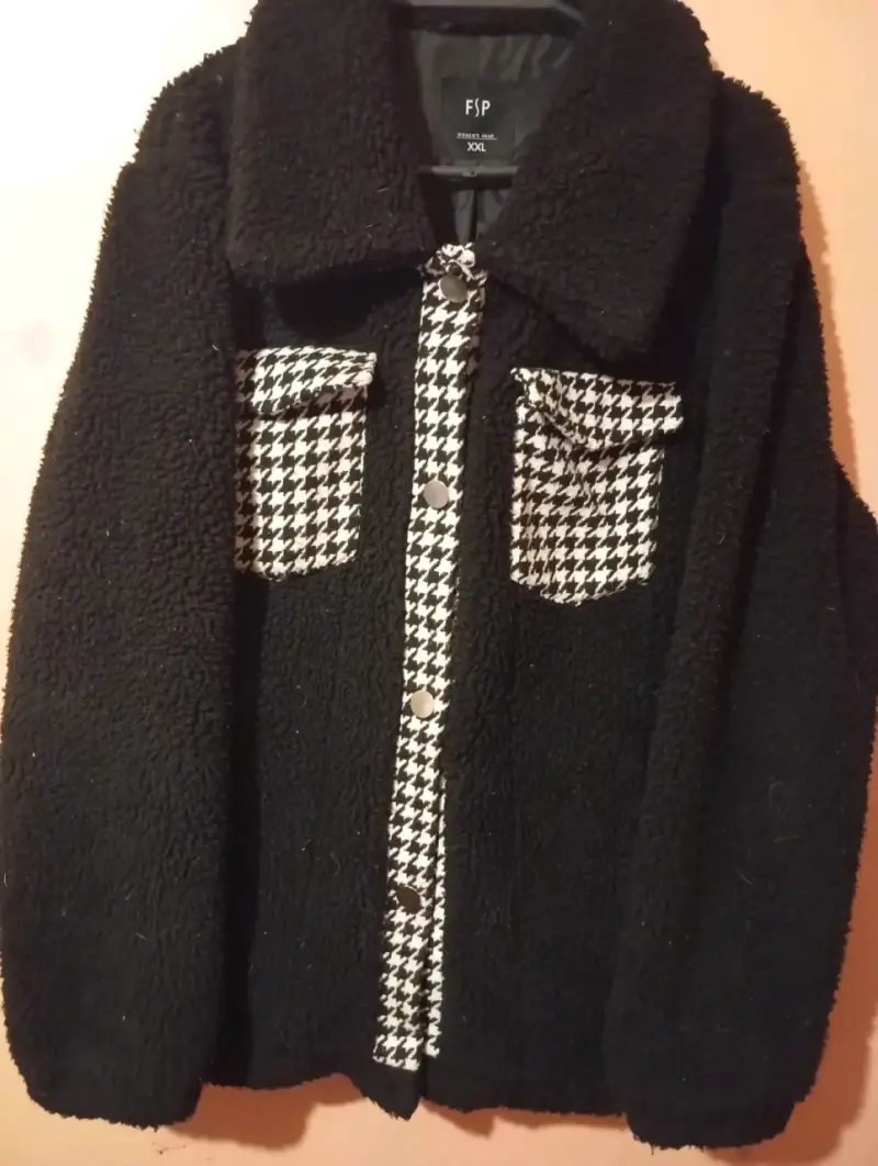 Chaqueta negra con diseño de pata de gallo - 1