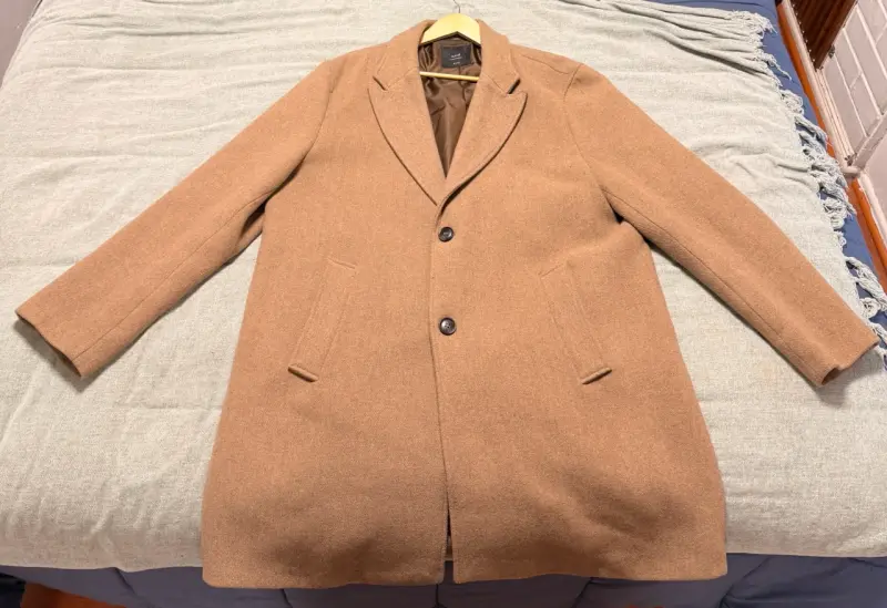 Abrigo de lana marrón para hombre - 1