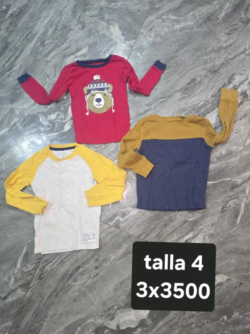 Pack de 3 poleras manga larga talla 4