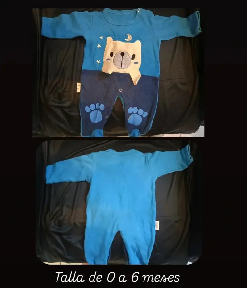 Enterito de bebé azul con diseño de oso