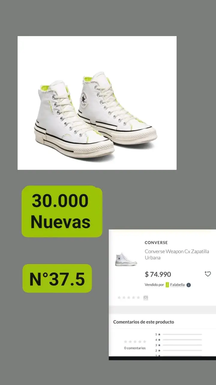Zapatillas Converse Weapon CX blancas talla 37.5