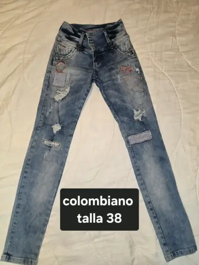 Jeans colombianos desgastados talla 38 - miniatura 1