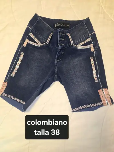 Shorts de mezclilla Miss Blue detalles brillant - miniatura 1