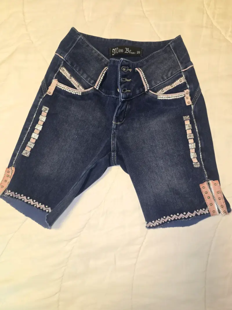 Shorts de mezclilla Miss Blue detalles brillant - 2