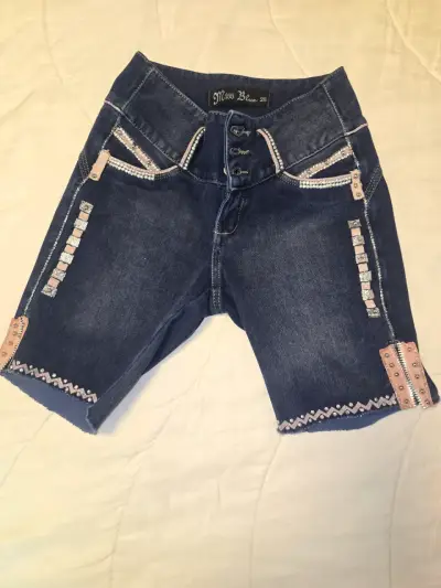 Shorts de mezclilla Miss Blue detalles brillant - miniatura 2