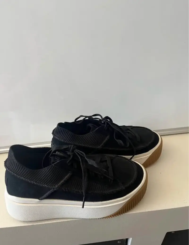 Zapatillas negras con plataforma de gamuza - 1