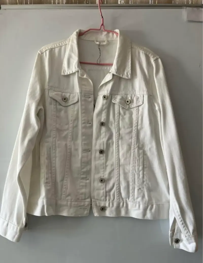 Chaqueta de mezclilla blanca para mujer - 1