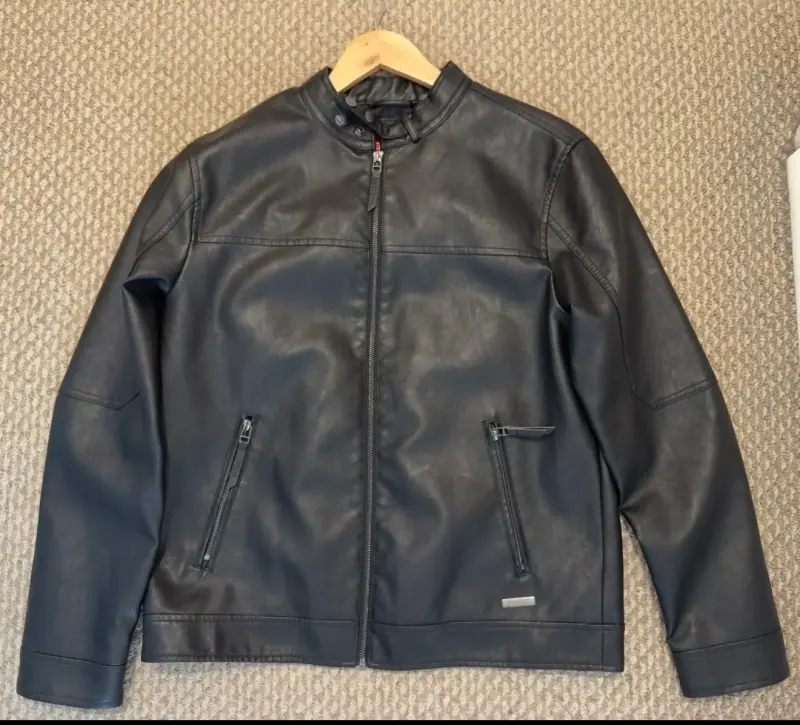 Chaqueta de cuero negra para hombre Guess (talla M - 1