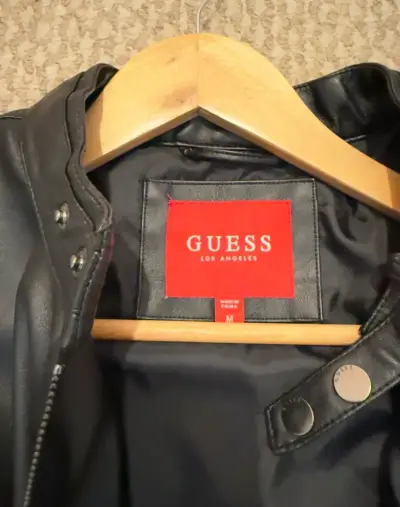Chaqueta de cuero negra para hombre Guess (talla M - miniatura 3