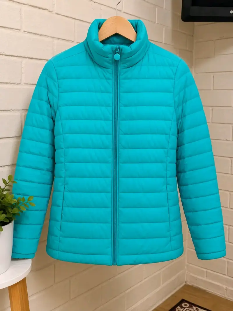 Chaqueta acolchada turquesa para mujer