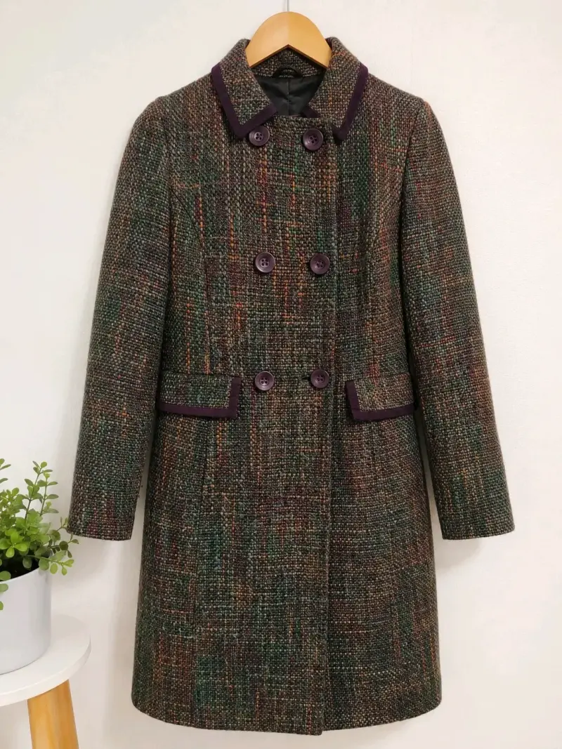 Abrigo de lana multicolor con botones