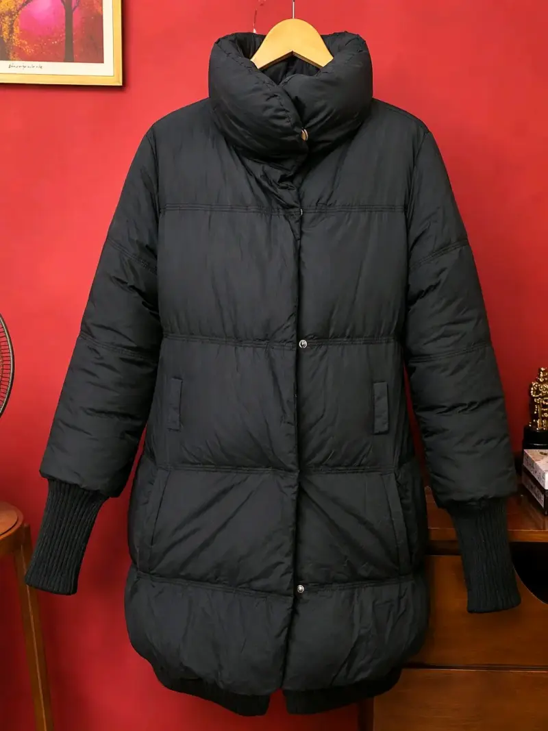 Abrigo acolchado 💯 pluma 🪶 negro para invierno