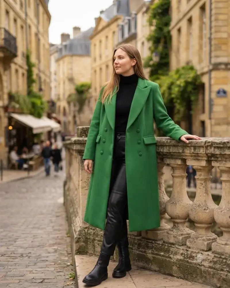 Hermoso Abrigo Verde Esmeralda Talla XL - 5