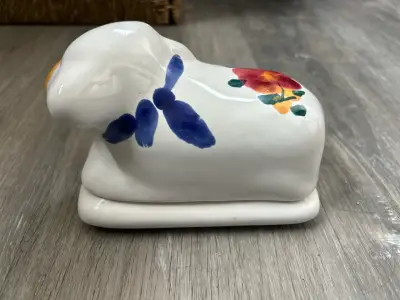 Mantequillera cerámica vaca pintada a mano - miniatura 3