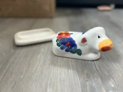 Mantequillera cerámica vaca pintada a mano - miniatura 4