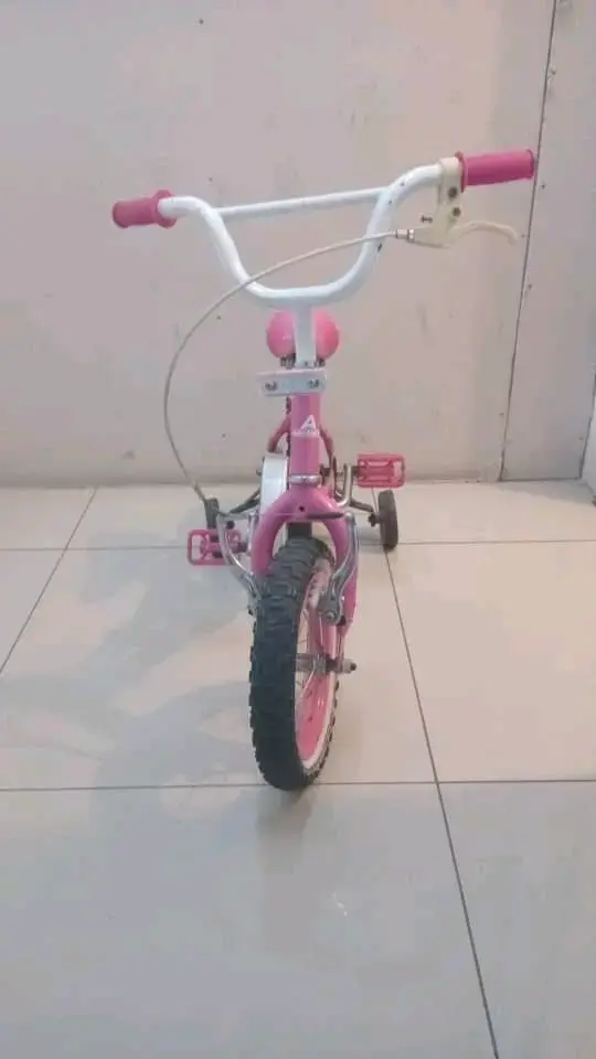 Bicicleta infantil rosada con ruedas de apoyo - 3