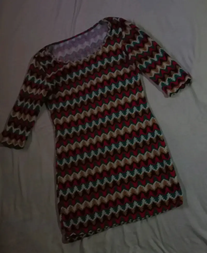 Vestido estampado zigzag manga 3/4 - 1