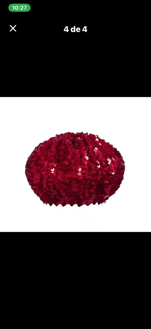 Boina roja con lentejuelas brillante - 3