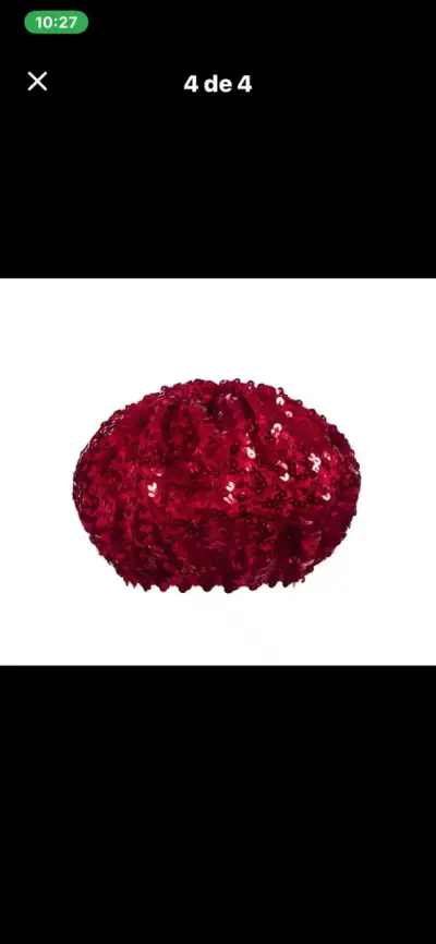 Boina roja con lentejuelas brillante - miniatura 3