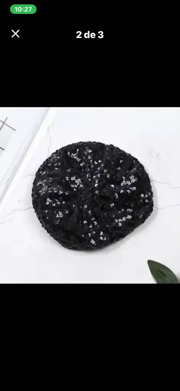 Boina negra con lentejuelas elegante - 2