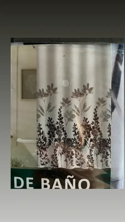 Cortina de baño con diseño floral colorida - miniatura 3