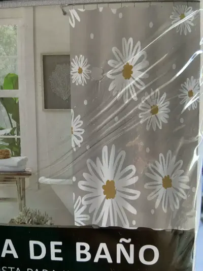 Cortina de baño con diseño floral colorida - miniatura 4