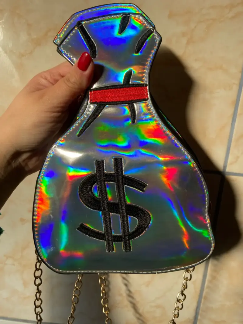 Bolso holográfico con diseño de dólar - 1