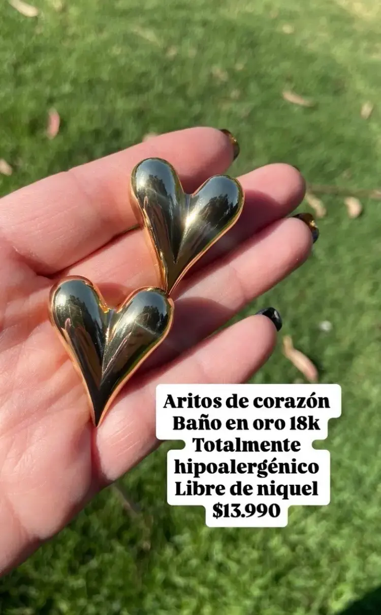Aros de corazón en oro 18k hipoalergénicos - 1