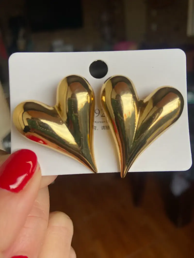 Aros de corazón en oro 18k hipoalergénicos - 2