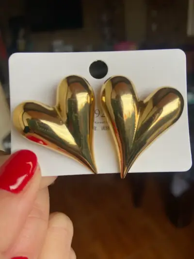 Aros de corazón en oro 18k hipoalergénicos - miniatura 2