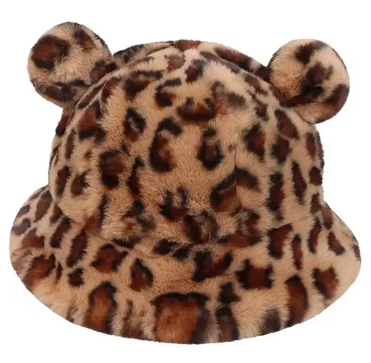 Sombrero de peluche con estampado leopardo - 1