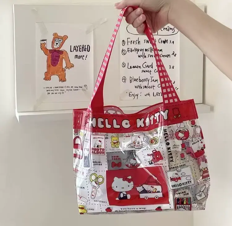 Bolso transparente Hello Kitty rojo y blanco - 1