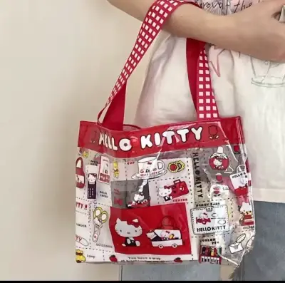 Bolso transparente Hello Kitty rojo y blanco - miniatura 3