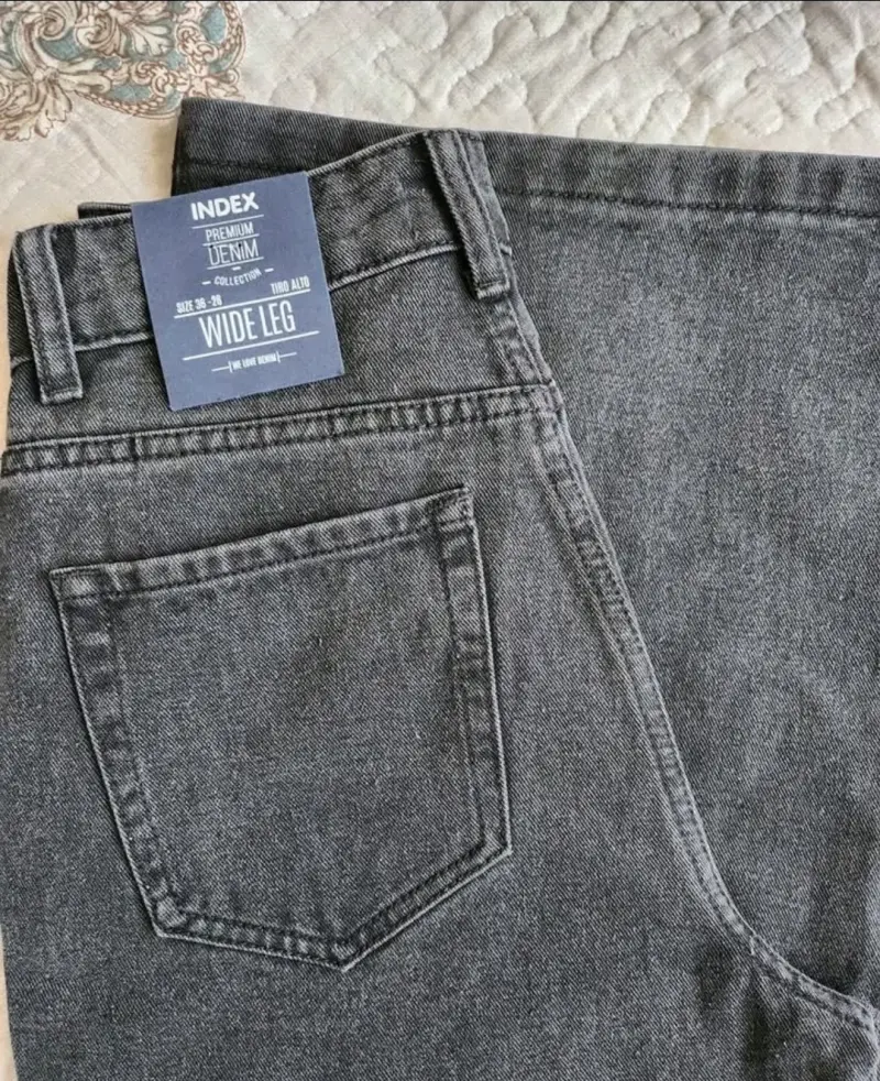 Jeans anchos Index tiro alto gris - 2