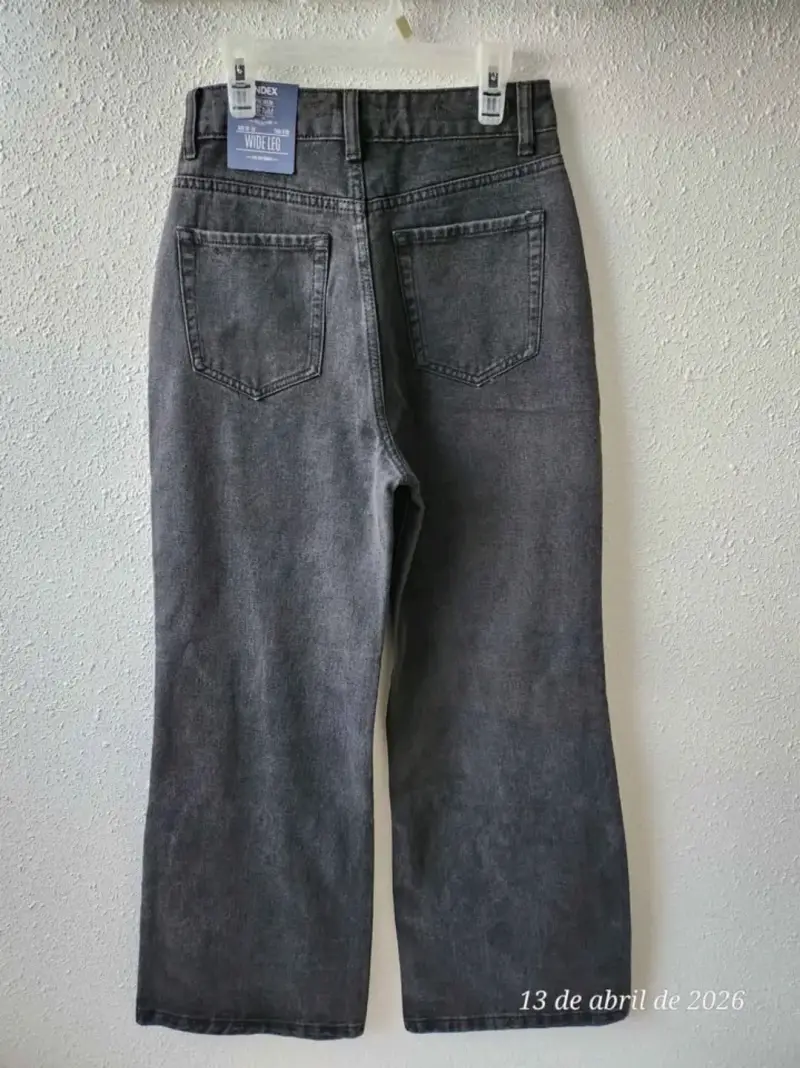 Jeans anchos Index tiro alto gris - 4
