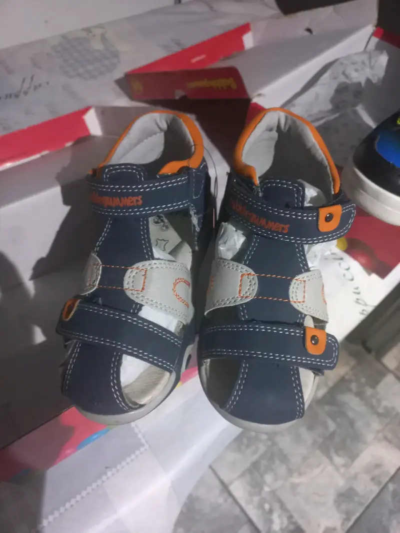 Sandalias infantiles Bubble Gummers azul y naranja - 4