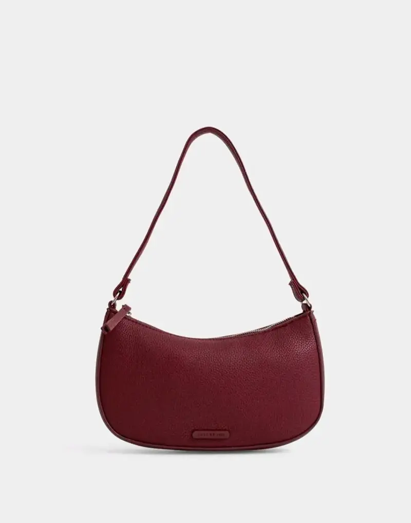 Cartera de cuero burdeo - 1