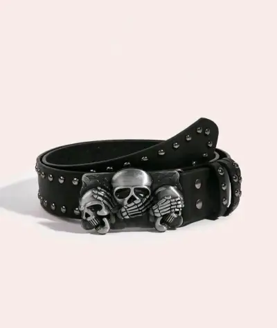 Cinturón negro con calaveras - miniatura 1