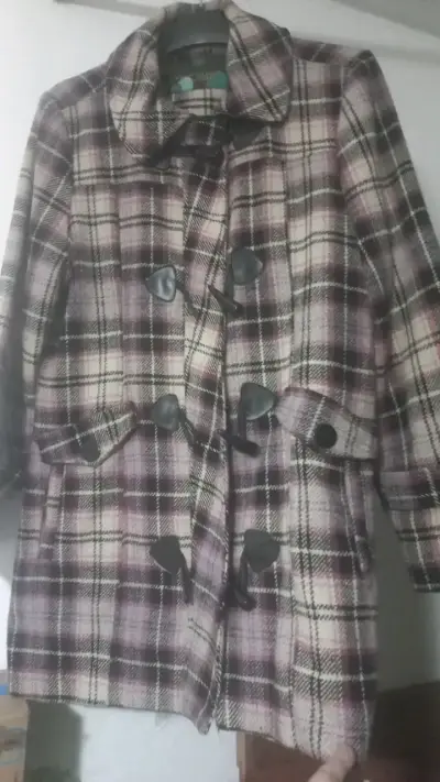 Abrigo de lana a cuadros para mujer - miniatura 1