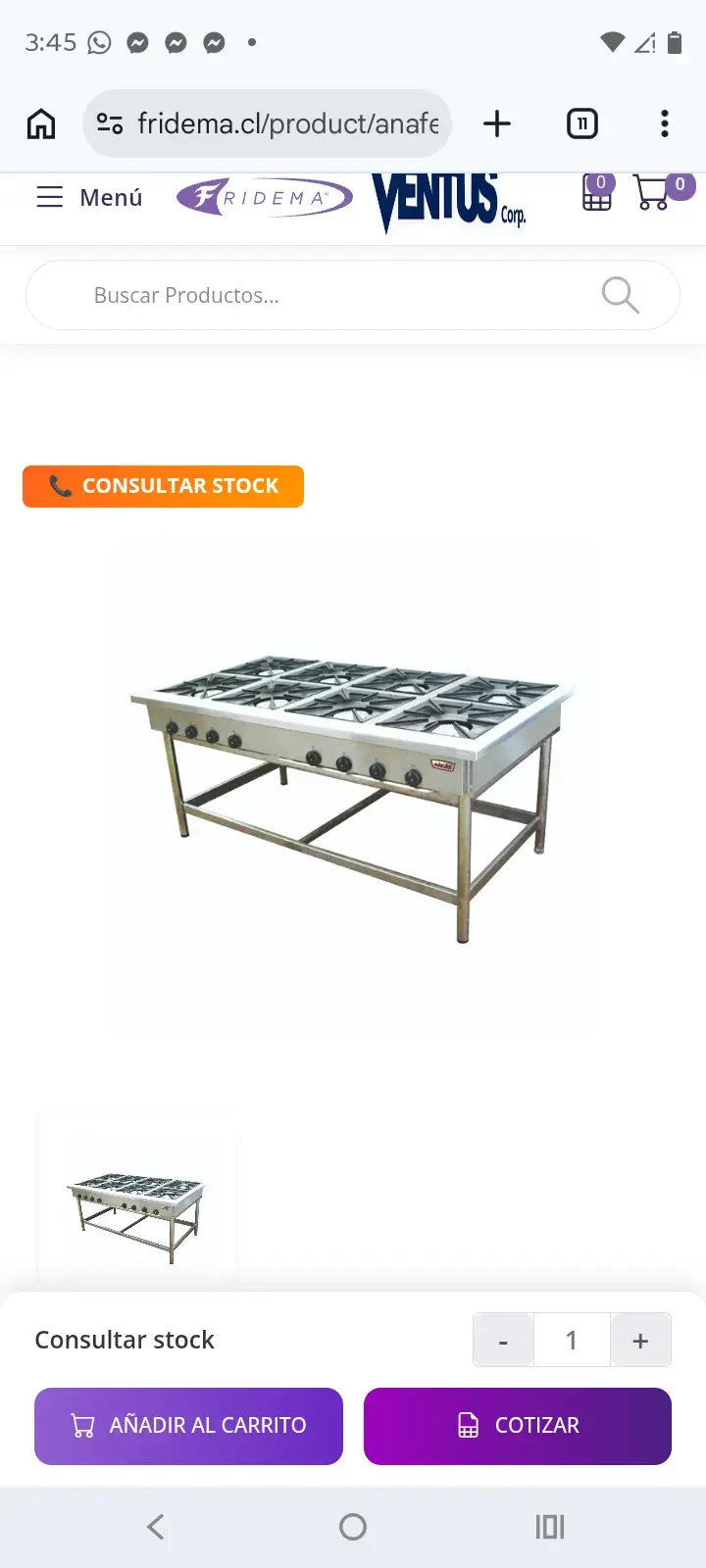 Anafe industrial de acero inoxidable 6 quemadores